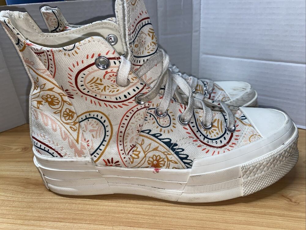 Converse Chuck 70Hi Crafted Patchwork Shoes Womens 7.5/ Mens 5.5 Floral Paisley